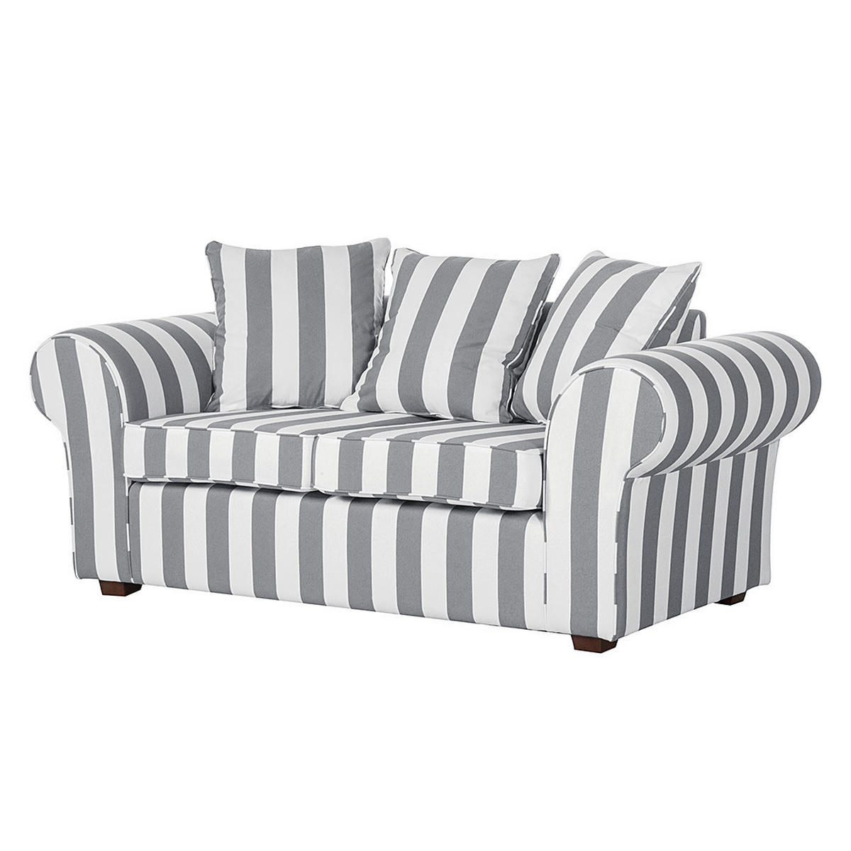 2-SITZER SOFA - Webstoff, gestreift - Grau, Textil (187/88/88cm) - home24
