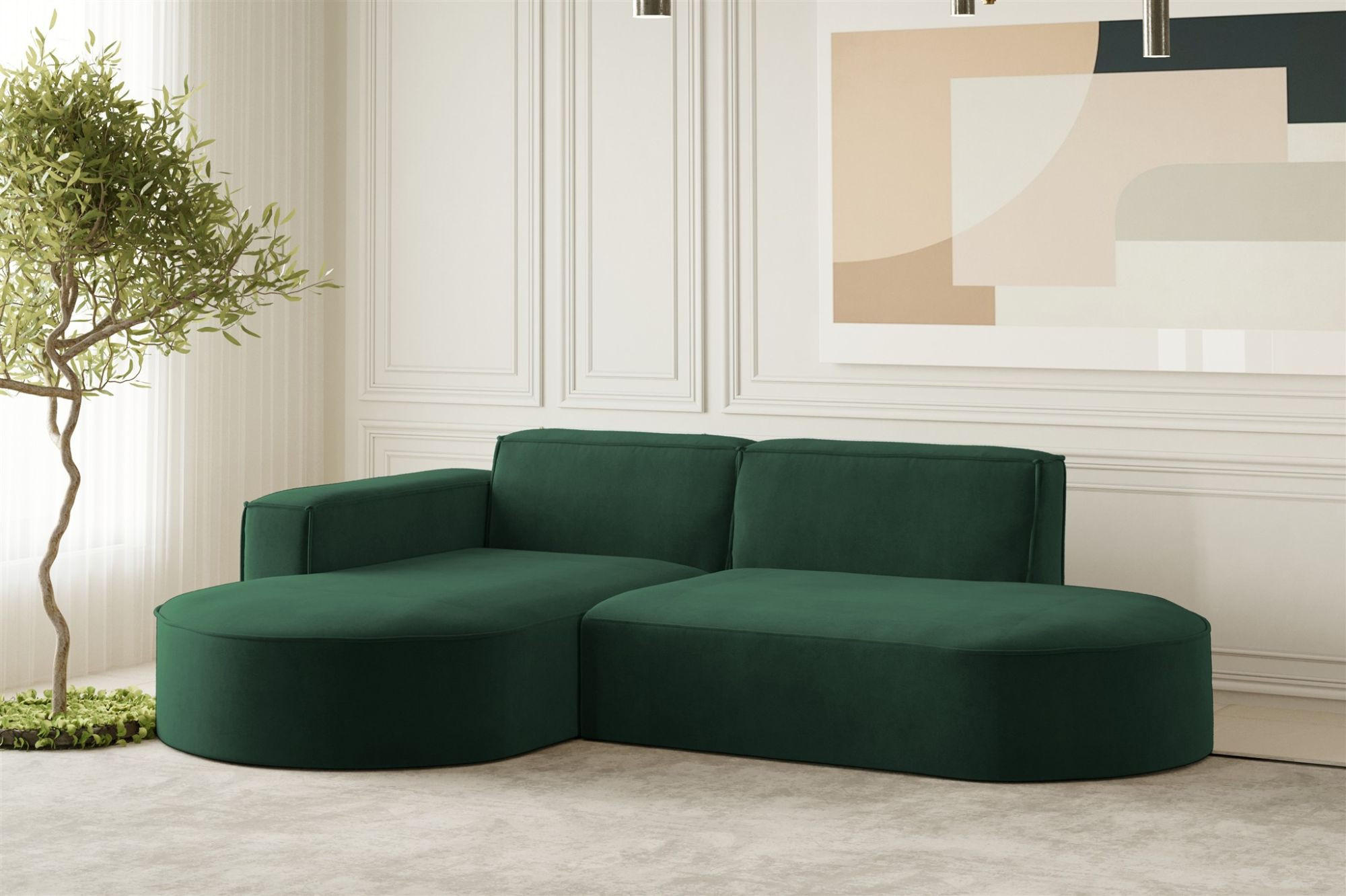 ECKSOFA Palma Xs In Noel - Grün, Holzwerkstoff/Textil (236/165cm) - Fun Möbel