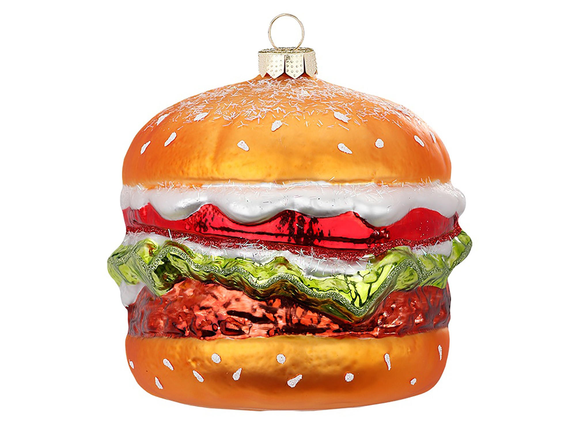 LAALU WEIHNACHTSBAUMSCHMUCK Ornament Cheesburger 10 cm - Gelb, Glas (0.01/1/0.01cm) - LAALU