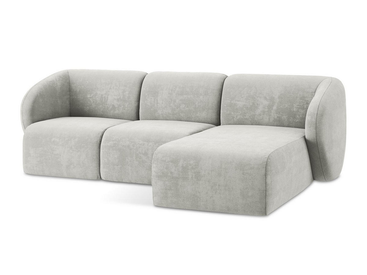 ECKSOFA Rechts Chenille Stoff Grau - Hellgrau/Schwarz, Holzwerkstoff/Kunststoff (248/166cm) - Makamii