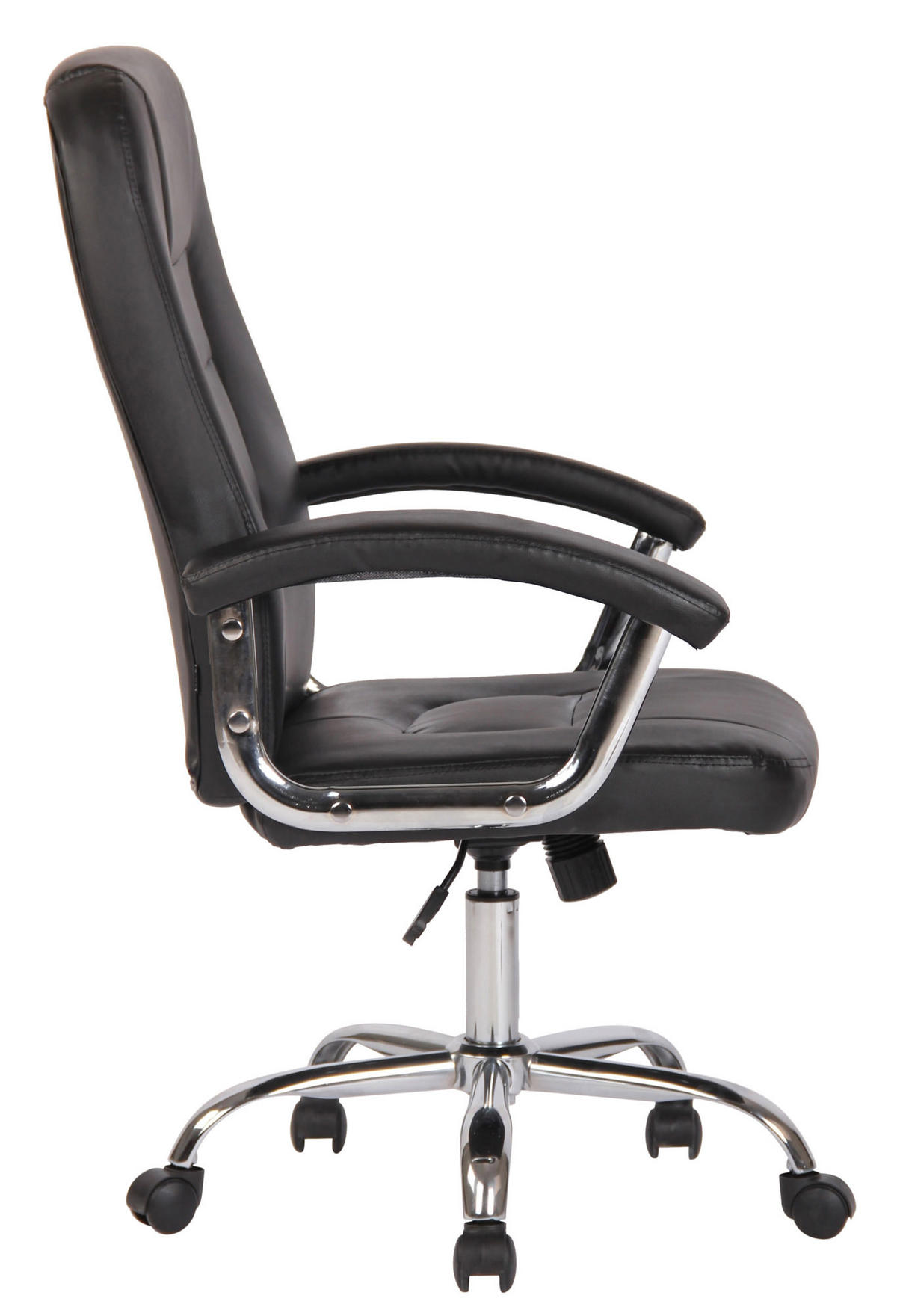 DREHSTUHL Lederlook Schwarz - Chromfarben/Schwarz, Textil/Metall (66/106/70cm) - CLP