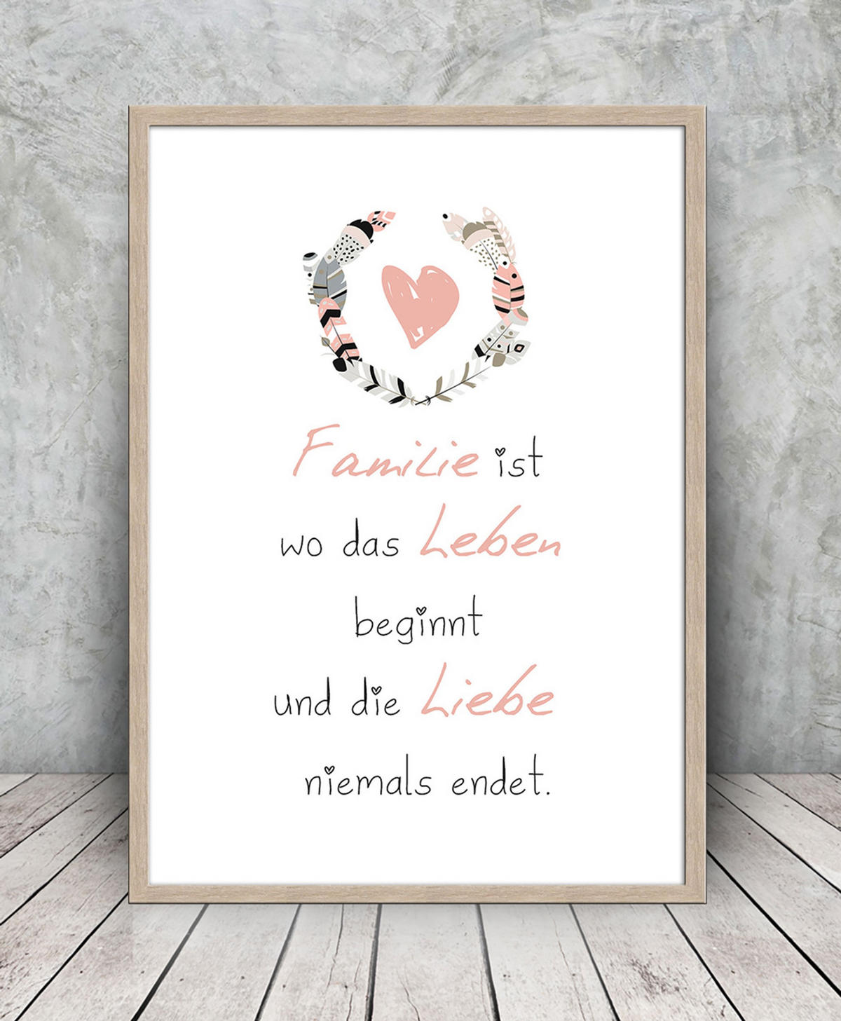 BILD mit Rahmen 51x71 cm Spruch: Zuhause - Beige, Holz (51/71cm) - artissimo