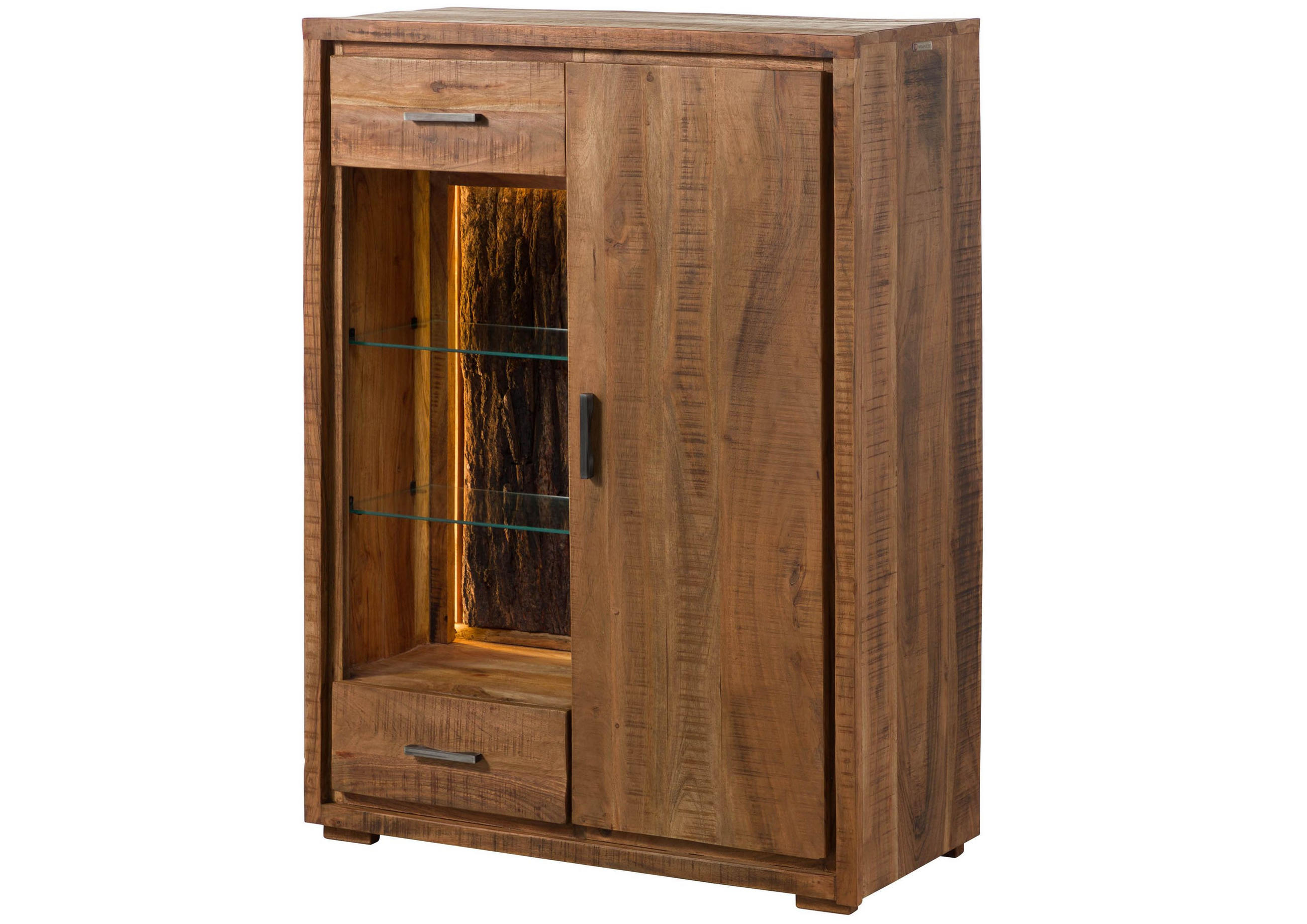 KOMMODE Akazie 88x40x120 natur lackiert BARK #125 - Braun, Holz (88/120/40cm) - Massivmoebel24