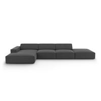 ECKSOFA links Jodie aus Samt grau 5 Sitzplätze - Grau, Textil (166/341cm) - Micadoni