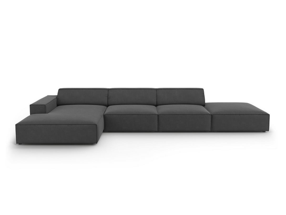 ECKSOFA links Jodie aus Samt grau 5 Sitzplätze - Grau, Textil (166/341cm) - Micadoni