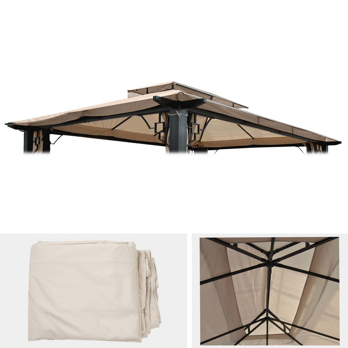 ERSATZBEZUG DACH FÜR PERGOLA NISA Cremeweiß - Weiß, Textil (335/1/435cm) - MCW