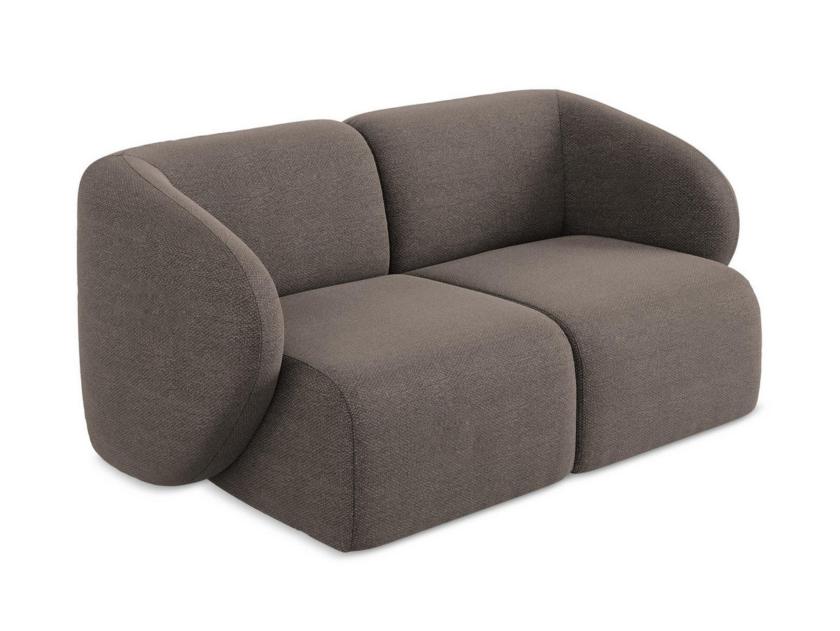 2-SITZER-SOFA Bouclé Stoff Braun - Schwarz/Mokka, Holzwerkstoff/Kunststoff (174/75/94cm) - Makamii