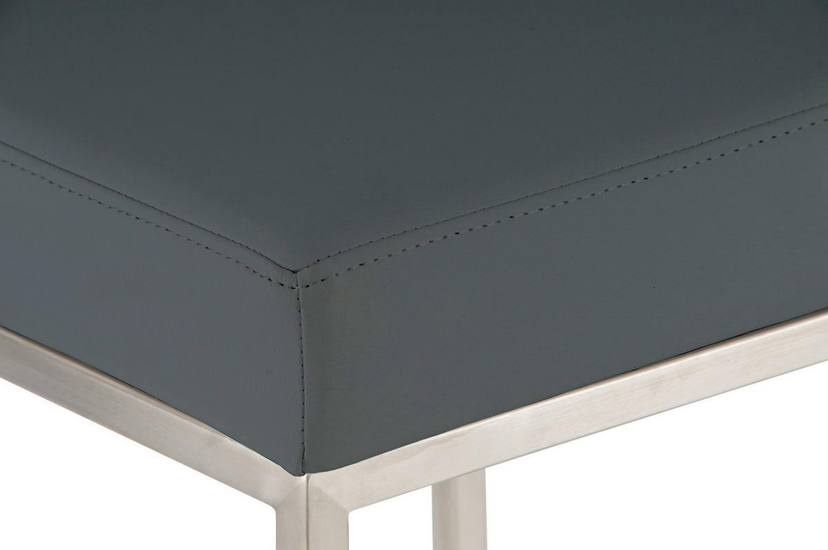 BARHOCKER Montreal 37x37 cm Kunstleder - Grau, Leder (37/85/37cm) - furnicato