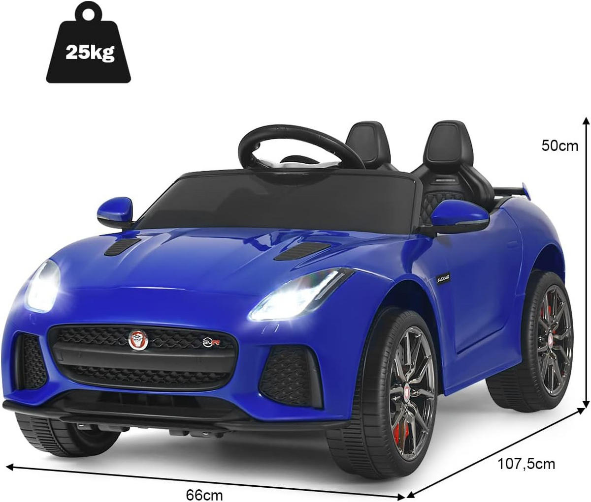 KINDERAUTO Jaguar 12V Elektro Blau - Blau, Kunststoff (107.5/66/50cm) - COSTWAY