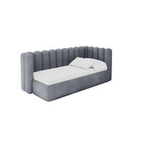 EINZELLBETT Jugendbett mit Bettkasten und Matratze H3/H4, Links - HUGY 100x200 Grau - Grau, Holzwerkstoff/Textil (100/200cm) - ALTDECOR