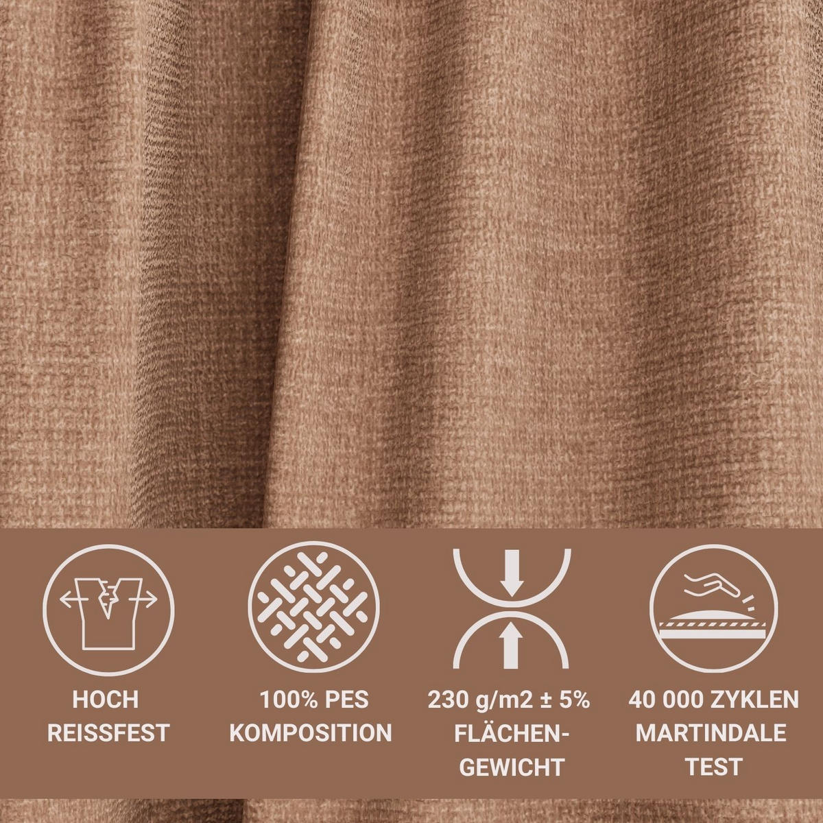 SOFA MIT SCHLAFFUNKTION Toluca Hellbraun Chenille-Stoff - Hellbraun/Schwarz, Holz/Holzwerkstoff (247/69/104cm) - Maison de Reve