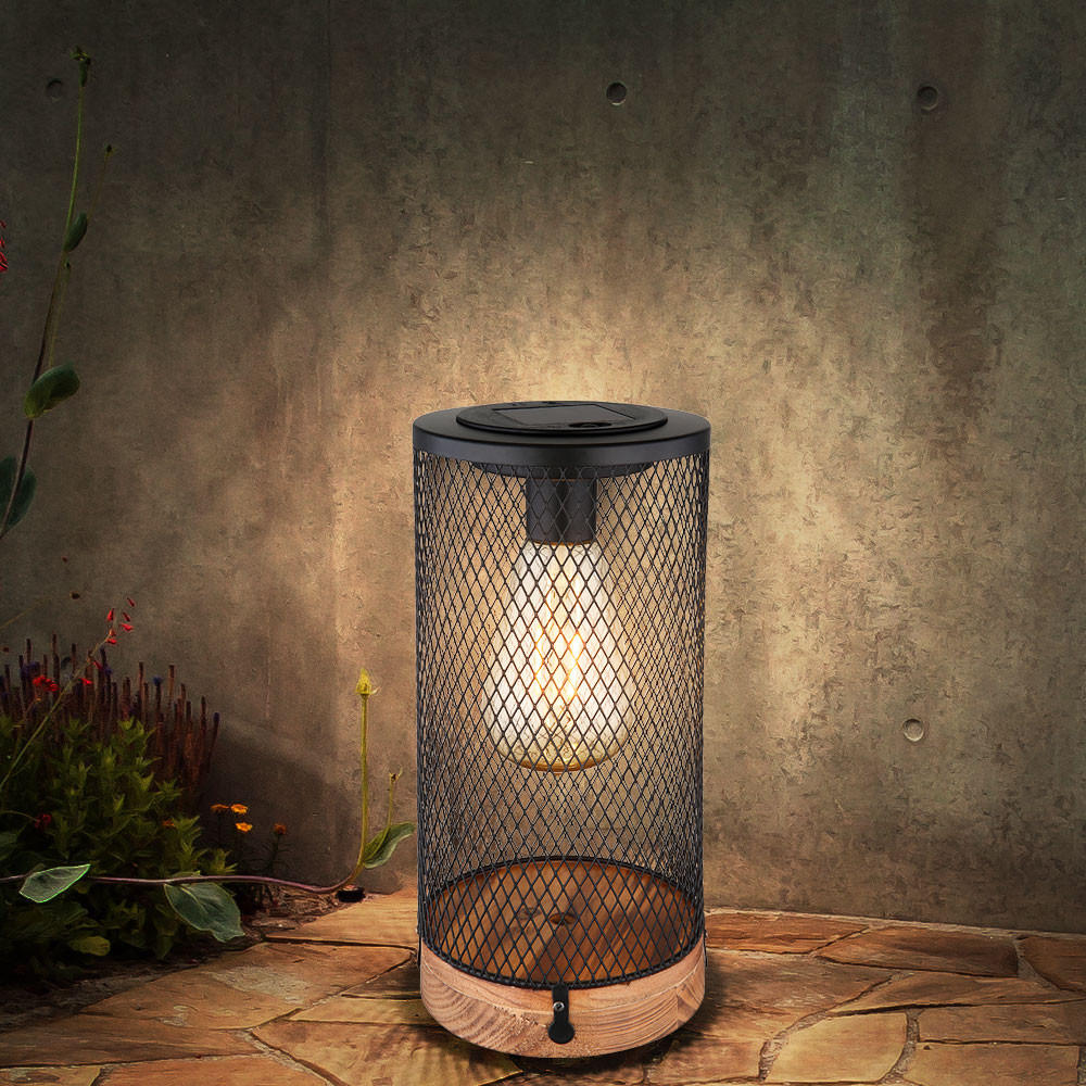 LED AUSSENLEUCHTE Solar Holz Schwarz - Schwarz, Metall (12/12/25.5cm) - Globo Lighting