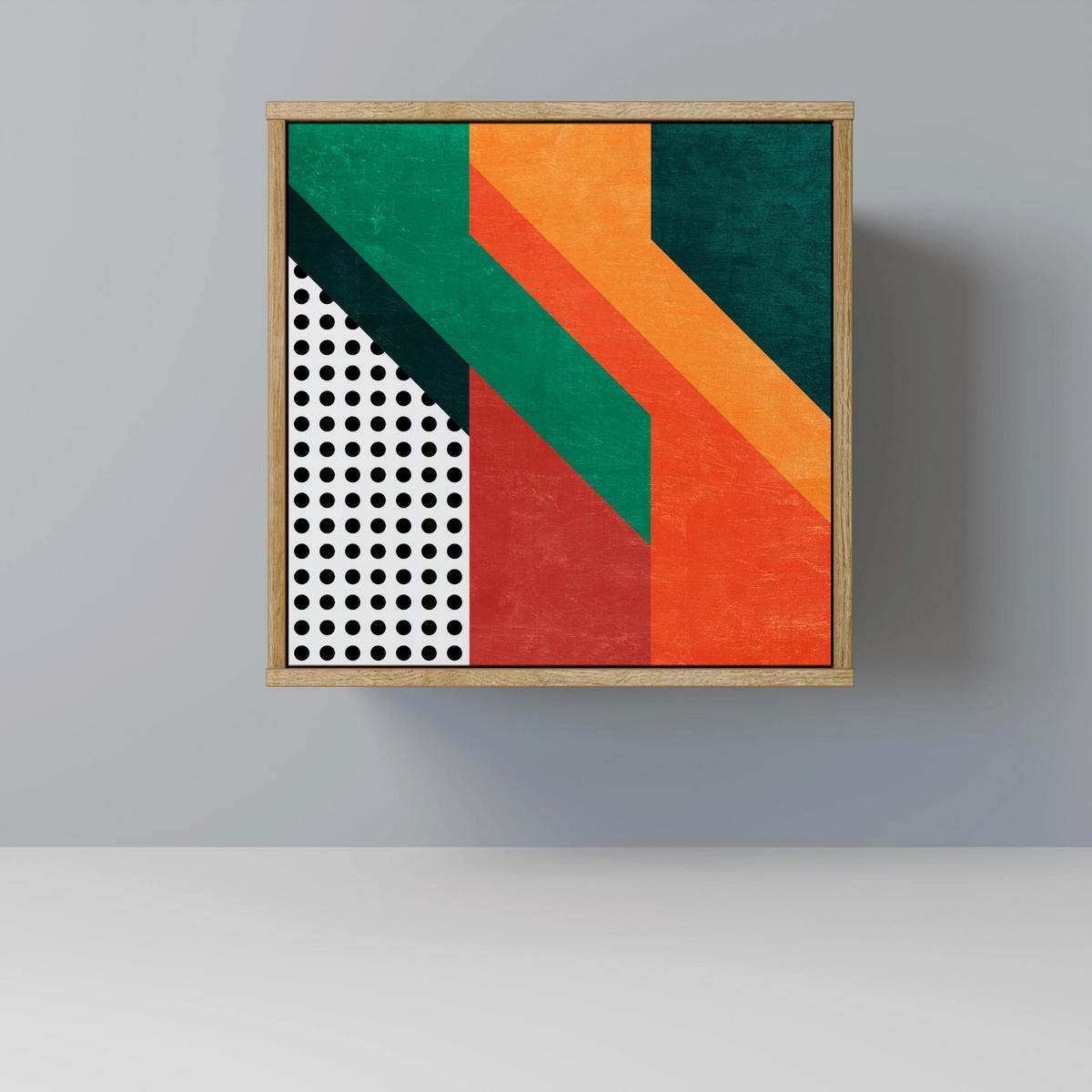 SIDEBOARD MAKESHIFT ARTISTRY, Eichefarben, 57,5x42x57,5 cm, Ohne Füße - Eichefarben/Multicolor, Holzwerkstoff (57.5/57.5/42cm) - SpaceRebels