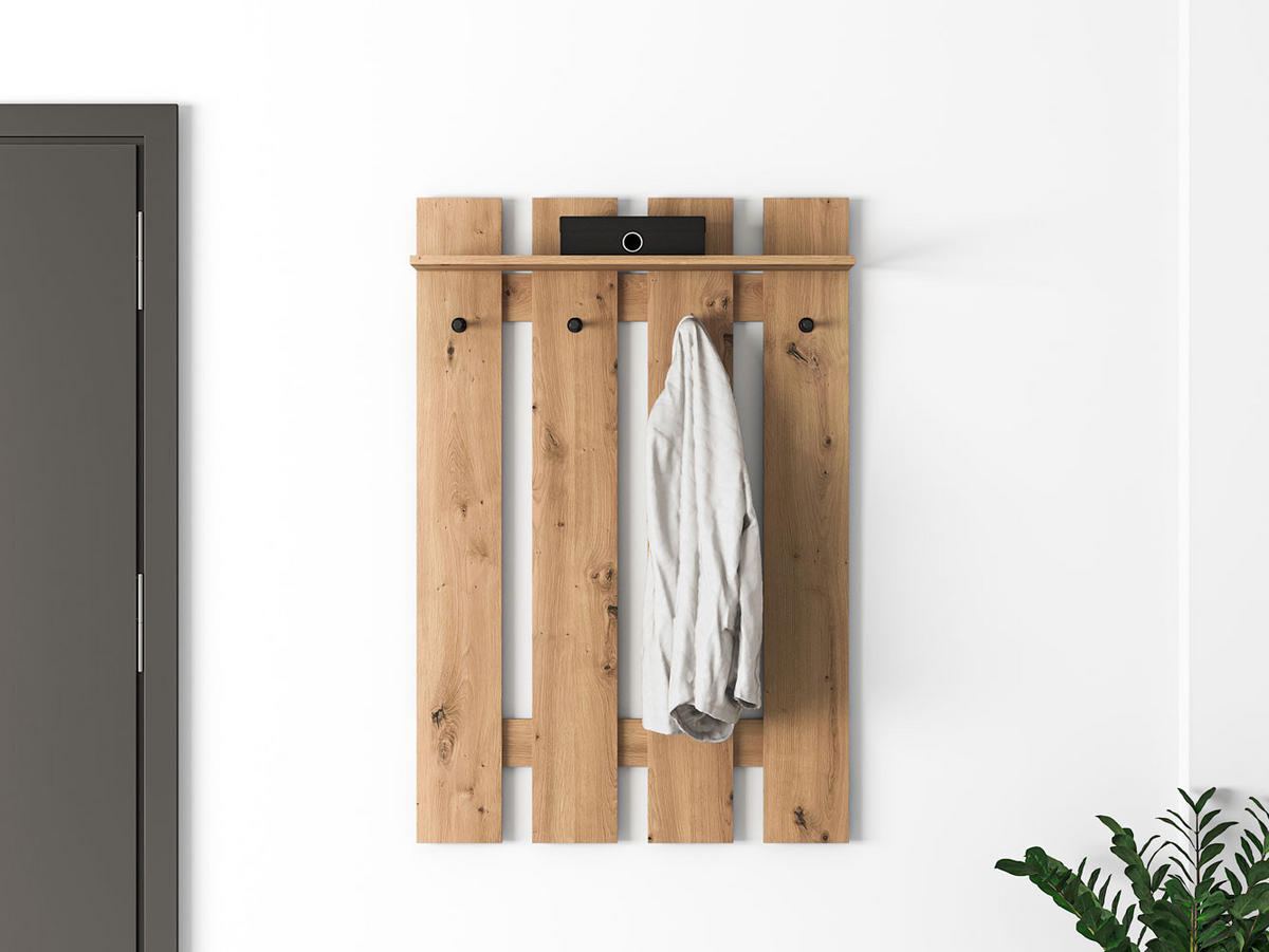 GARDEROBENPANEEL Renes Eiche Artisan 80 / 22 / 119cm - Hellbraun, Holz/Holzwerkstoff (80/119/22cm) - Feldmann-Wohnen