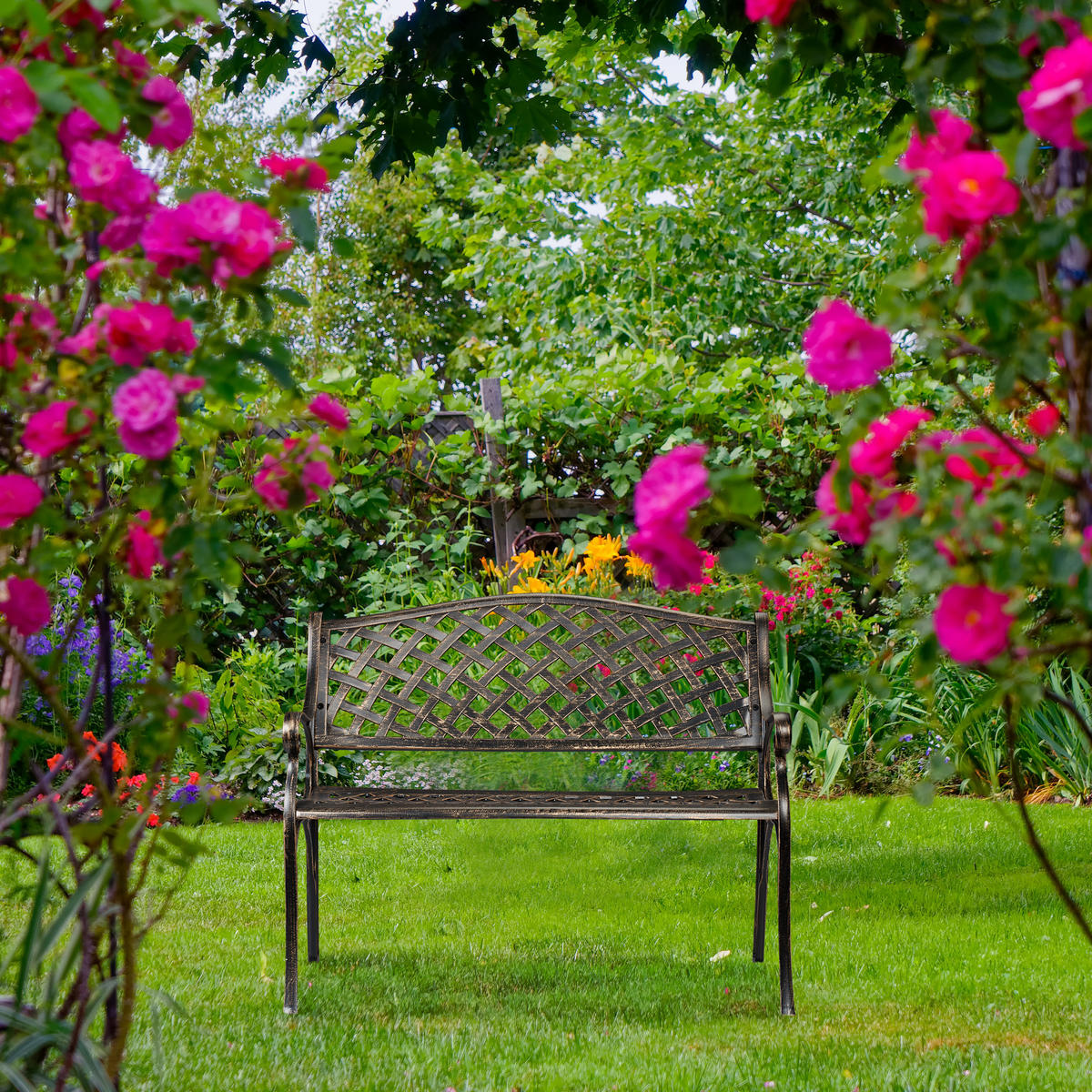 GARTENBANK - Multicolor, Metall (102/82/60cm) - Relaxdays