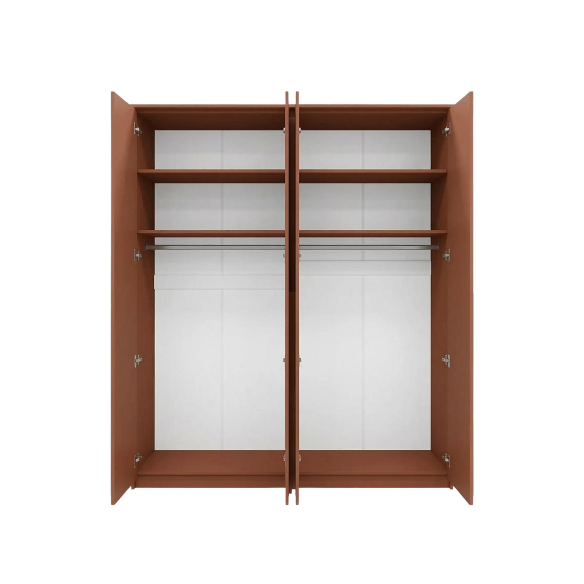 KLEIDERSCHRANK MIT SPIEGEL: Terrakotta / Griffe Silber, 205 x 65 x 217,2 cm - Silberfarben/Terracotta, Holzwerkstoff (205/217.2/65cm) - 3XE LIVING