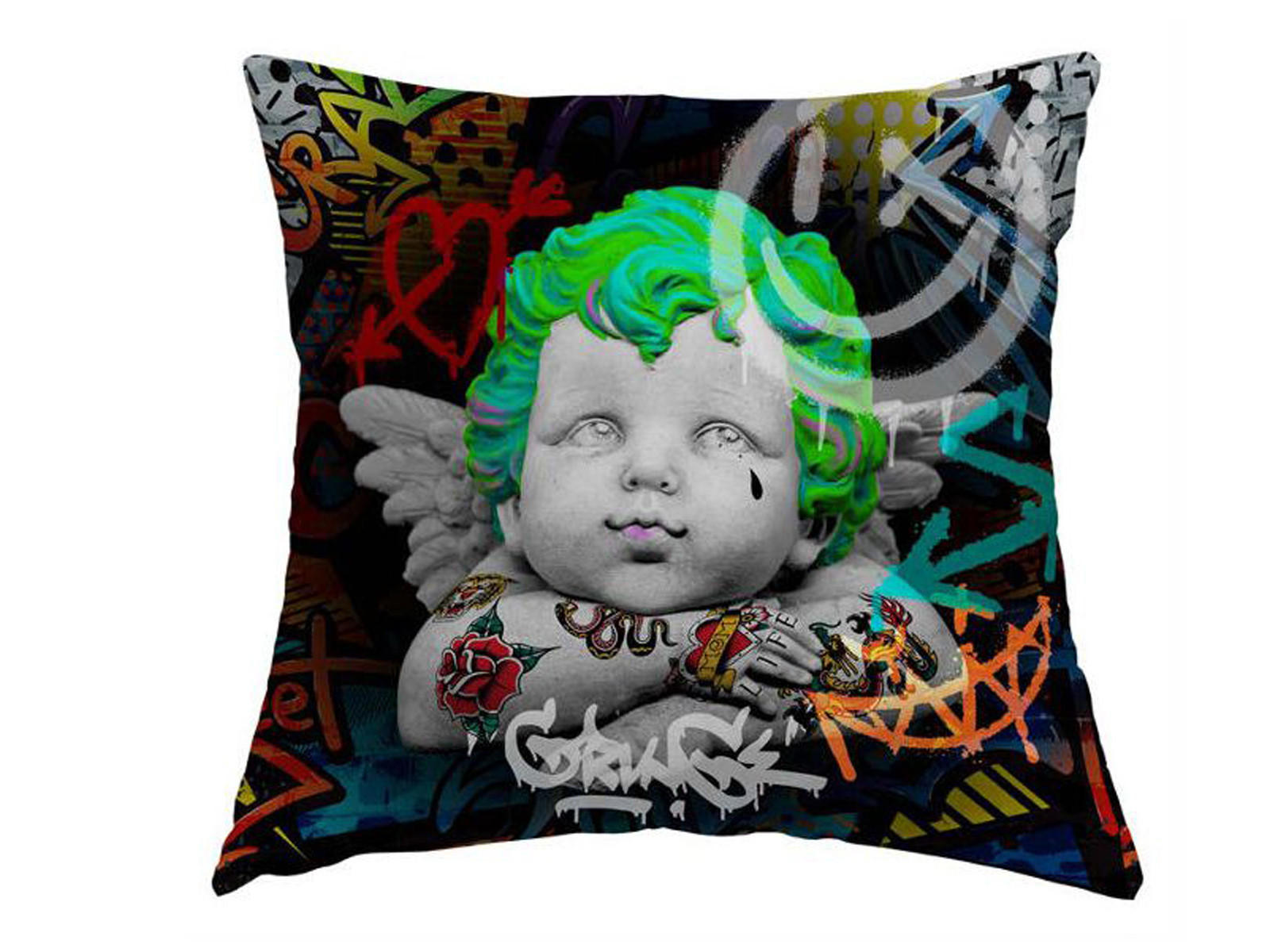 WENDE-KISSENHÜLLE POP-Art Cuipdo 45/45 cm - Multicolor/Schwarz, Textil (45/45cm) - beties Heimtextil