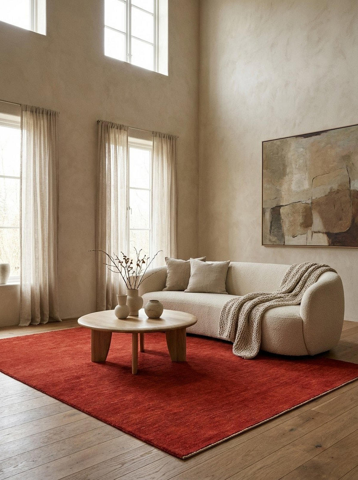 TEPPICH Rizbaf Rot 234/162 cm Schurwolle - Rot, Textil (162/234cm) - Looma