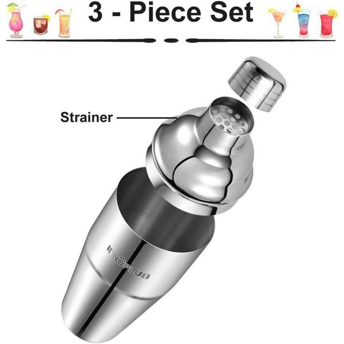 COCKTAIL Shaker Set Edelstahl 750 ml - Silberfarben, Metall (9.2/9.2/19.6cm)