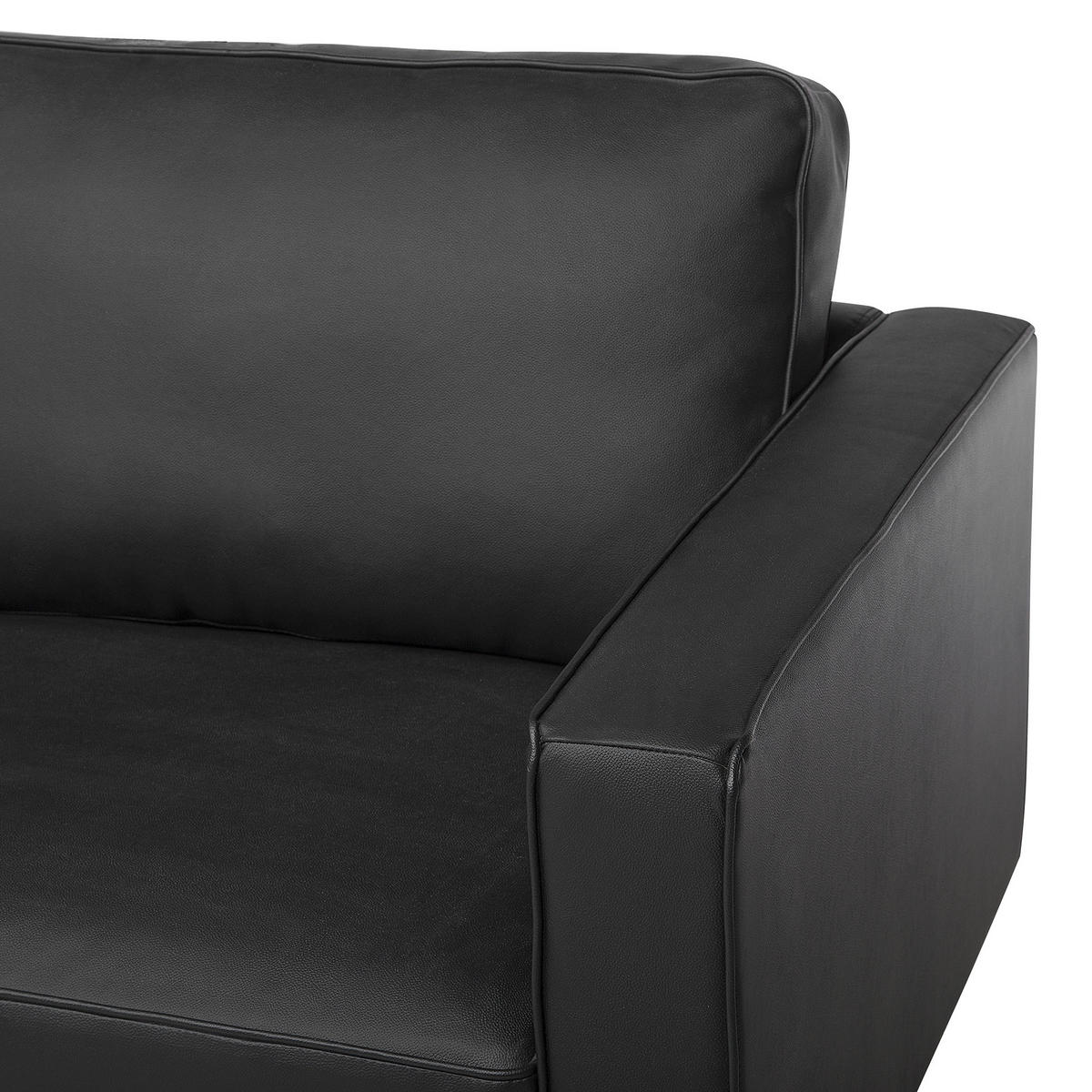3-SITZER-SOFA Echtleder Schwarz Savalen - Schwarz, Leder/Fell (204/87/91cm) - Beliani