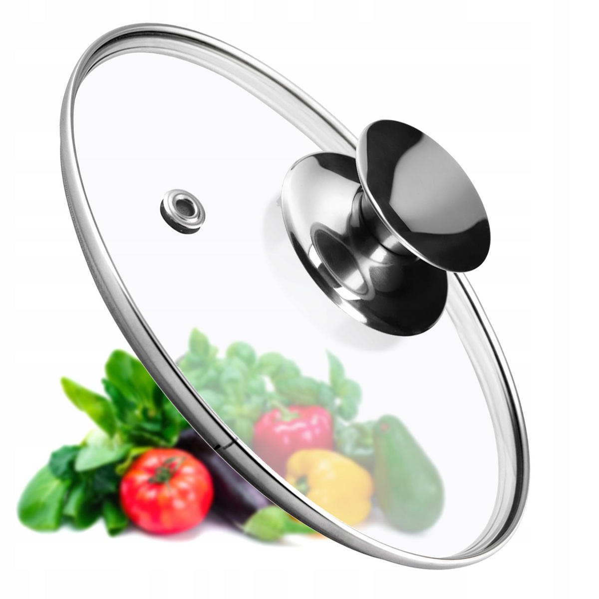 DECKEL mit Metall Griff, 16 cm - Transparent, Glas/Metall (16cm) - KADAX