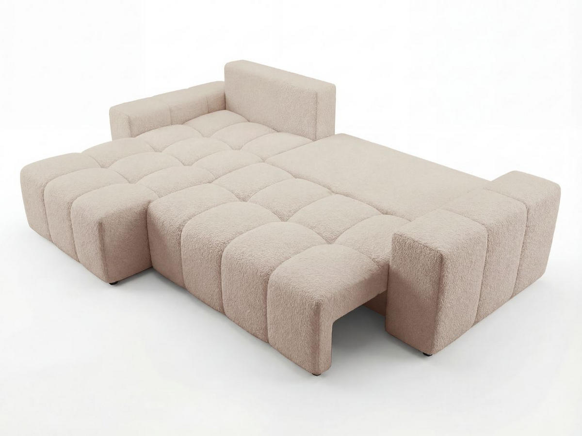 ECKSOFA Bresso Bouclé-Stoff Beige - Beige, Holz/Textil (255/168cm) - Graingold