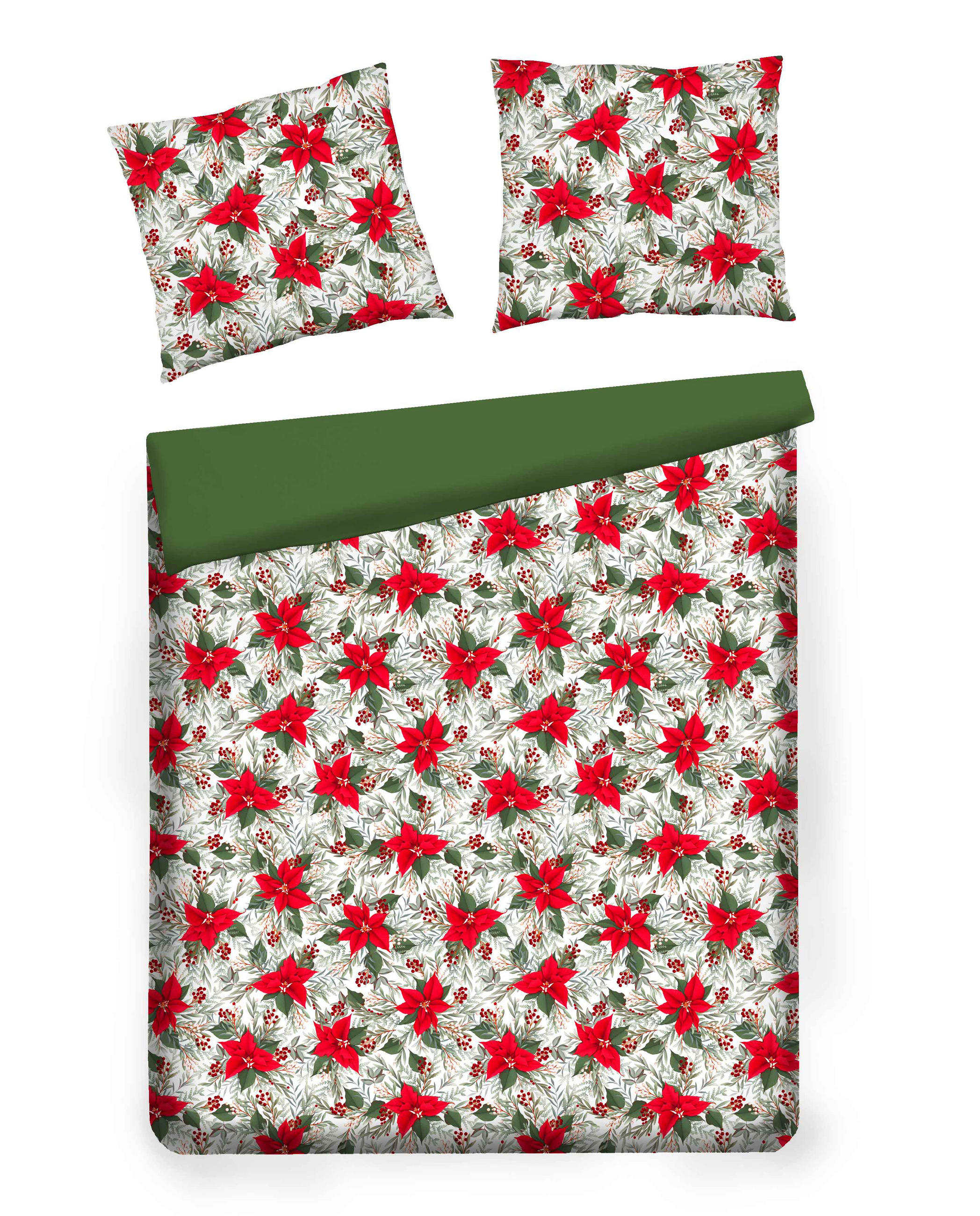 BETTWÄSCHE Satin POINSETTA, 160x200 cm, Rot, Winter Weihnachten Bettbezug, Weihnachtsdeko, Christmas, Weihnachtsmotiv - Rot, Textil (160/200cm) - home&you