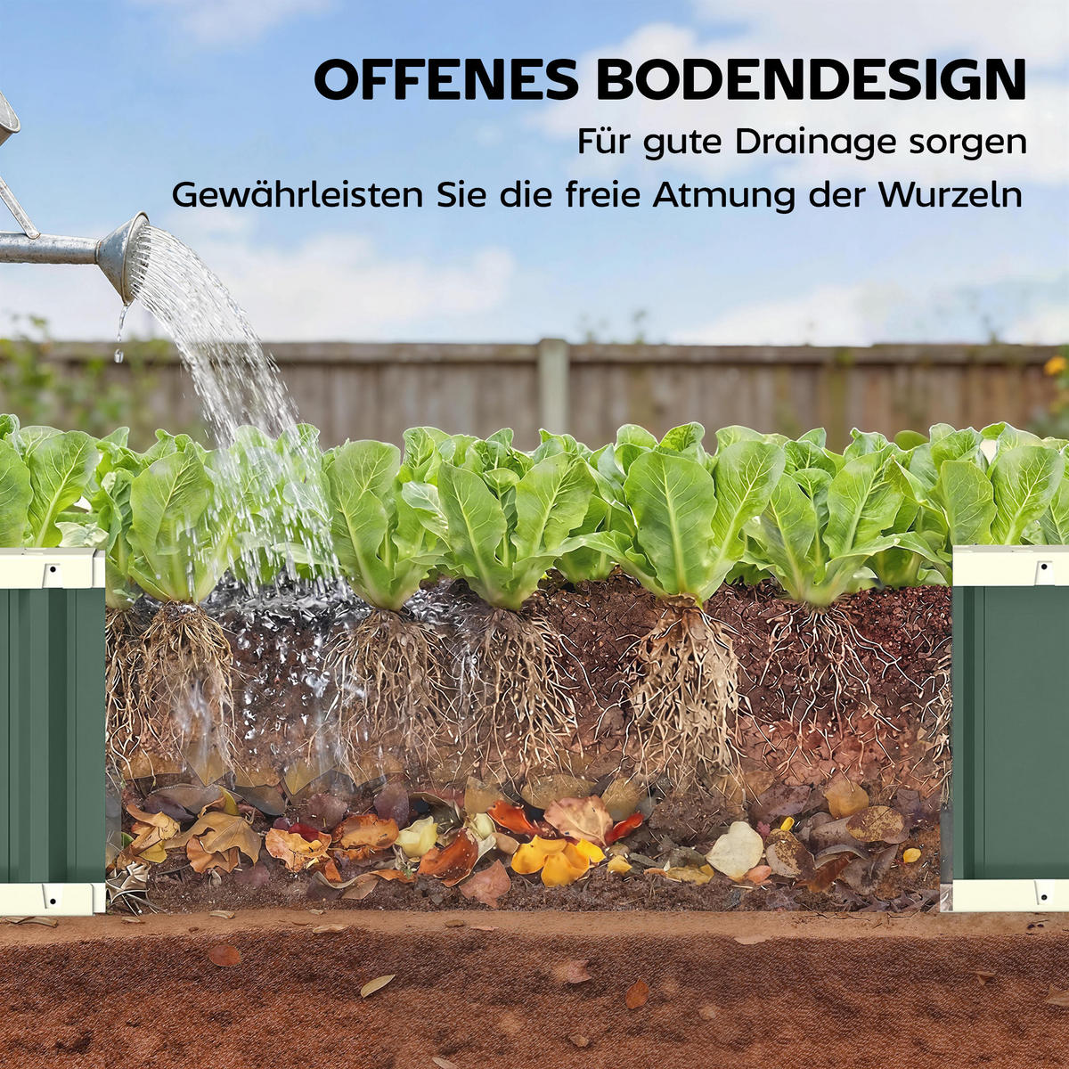 HOCHBEET Verzinkter-Stahl Kunststoff Grün 136/52/31 cm - Hellgrün, Metall (52/31/136cm) - Outsunny