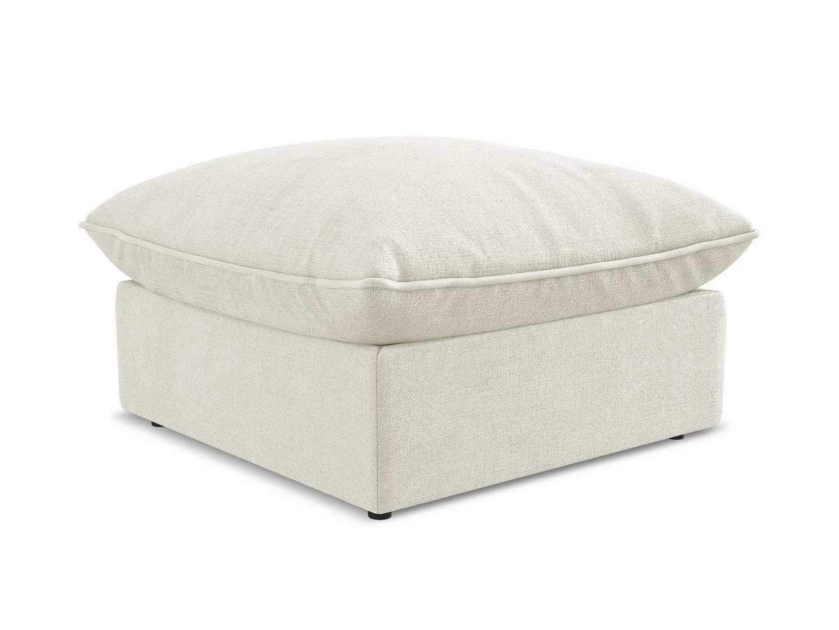 POUF Strukturstoff Beige - Beige/Schwarz, Holzwerkstoff/Kunststoff (75/45/75cm) - Makamii