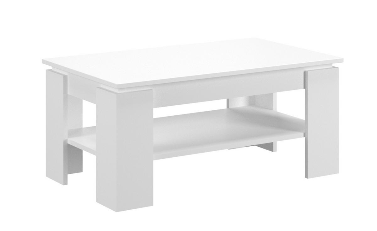 COUCHTISCH weiß matt 100 x 60 cm, Wohnzimmertisch mit Ablage - Eiche Artisan/Weiß, Holzwerkstoff/Metall (100/60/45cm) - Inn.Furn