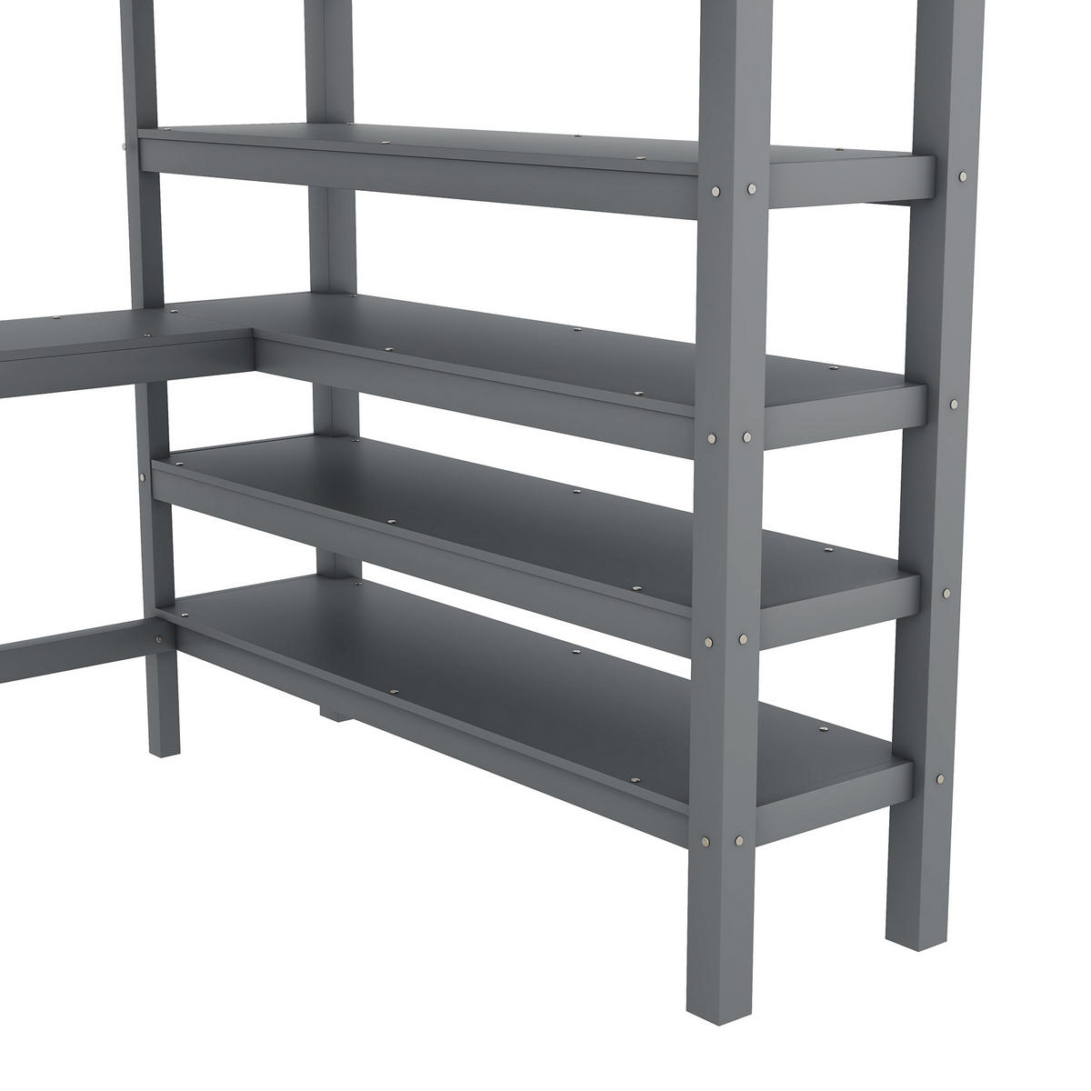 HOCHBETT 140/200 cm grau mit Ablagefächern und Unterbettschreibtisch - Grau, Holz (140/200cm) - OKWISH