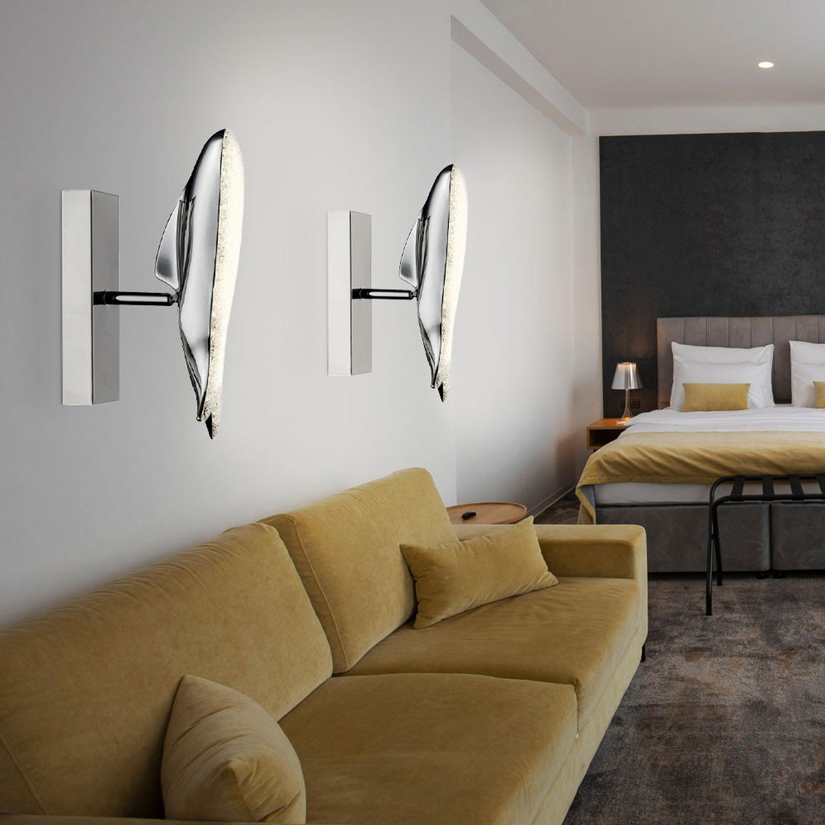 LED WANDLEUCHTE Chrom Silber mit Kristalloptik - Silberfarben, Metall (6/23.5/13cm) - Globo Lighting