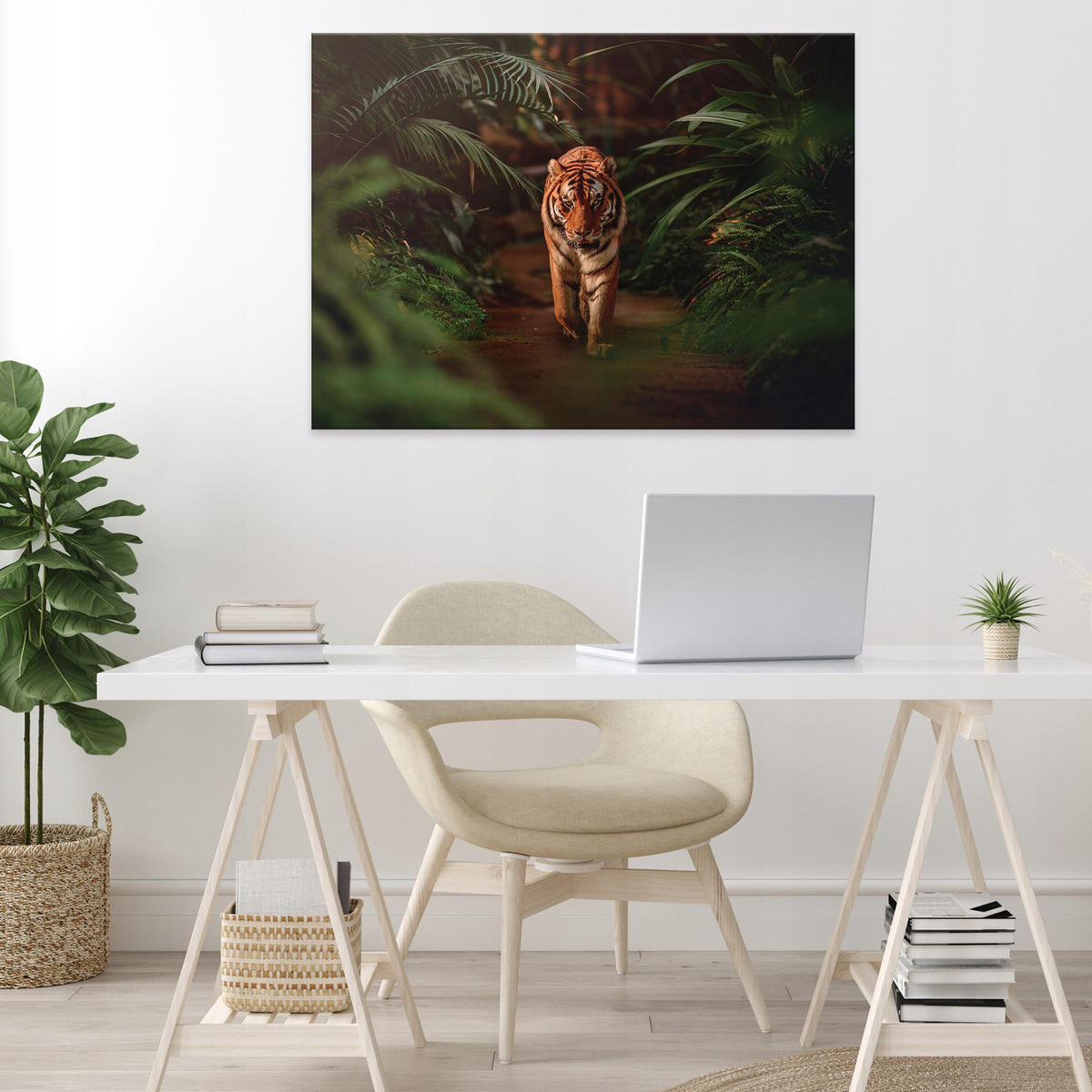 LEINWAND BILDER Tiger Tiere 60x40 - Multicolor, Holzwerkstoff (60/40cm) - Wallarena