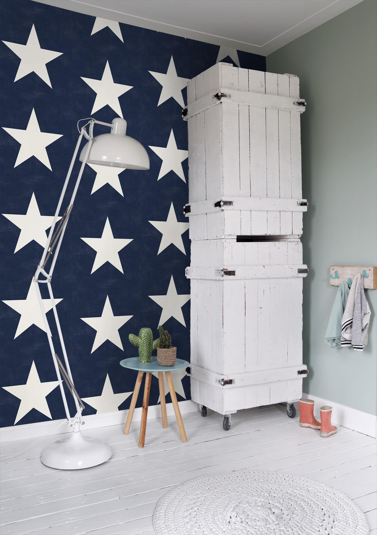 TAPETE Sterne 53 cm x 10.05 m - Blau, Papier (53/0.1cm) - ESTAhome