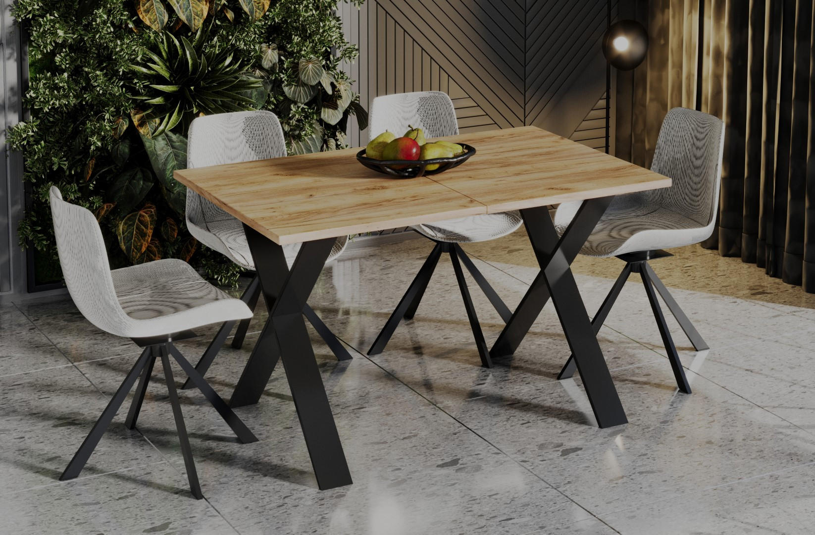 ESSTISCH Stol X ausziehbar bis 210 cm - Eiche Bianco, Holzwerkstoff (130/80/75cm) - Endo-Moebel