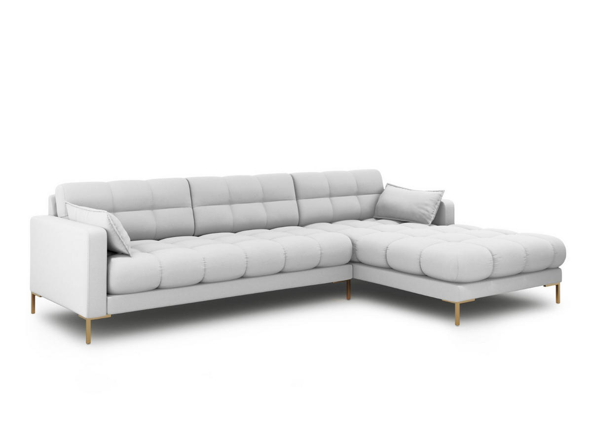 ECKSOFA rechts Mamaia aus strukturiertem Stoff hellgrau 5 Sitzplätze - Hellgrau, Textil (185/293cm) - Micadoni