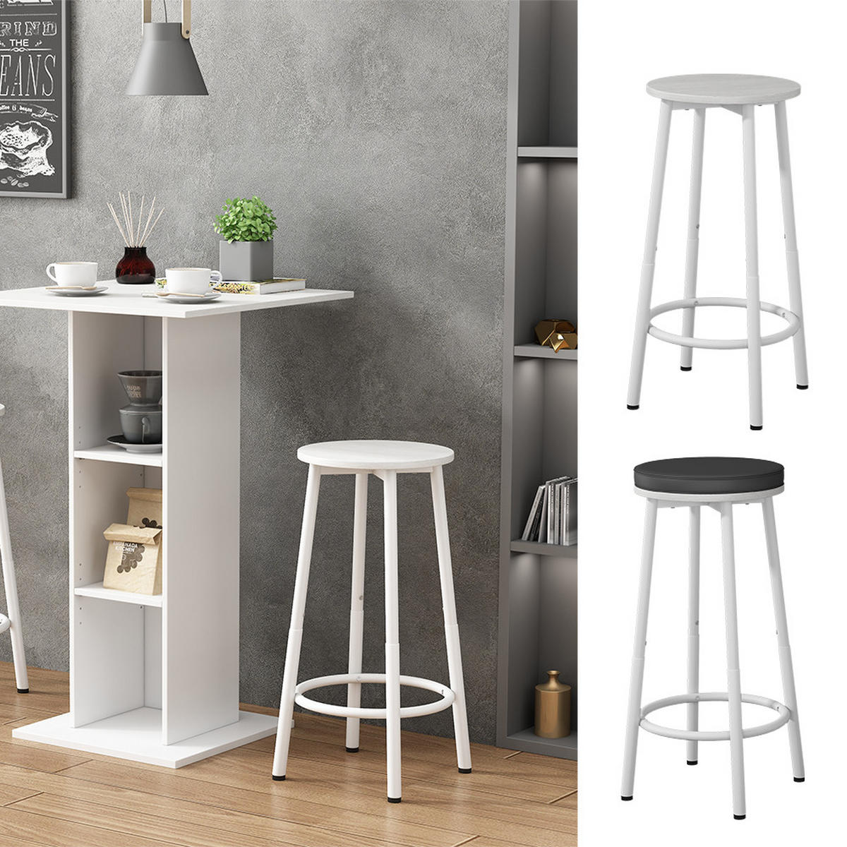 BARHOCKER Edmonton Weiß 31.5 x 64 cm 2 Teile - Weiß, Holzwerkstoff (31.5/64/30cm) - Vicco