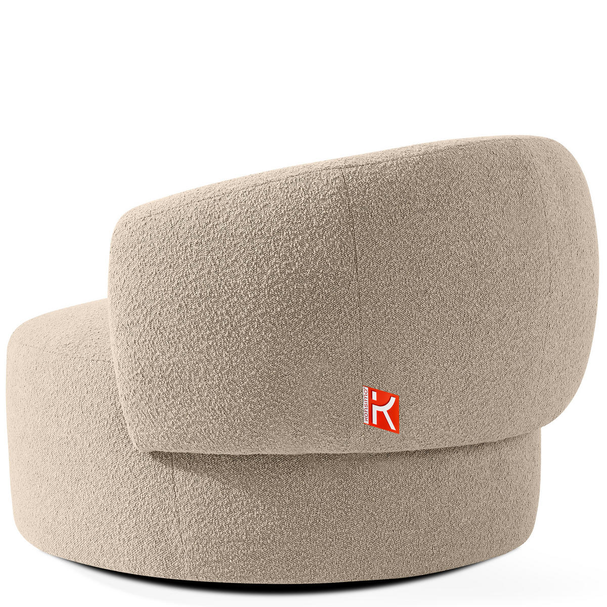 DREHSESSEL VIRA, Hellbeige, Bouclé - Hellbraun/Schwarz, Holz/Holzwerkstoff (105/76/100cm) - KONSIMO®