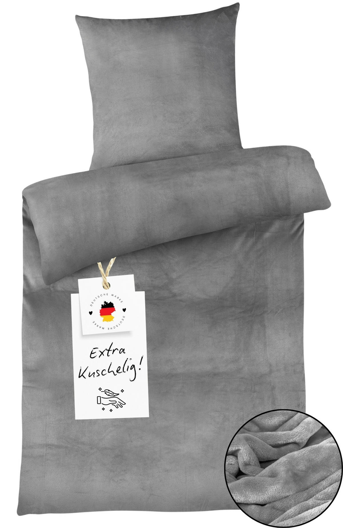 WINTER-BETTWÄSCHE 135x200 Cashmere-Touch Warmer Winter Bettbezug Kuschelig Grau - Grau, Textil (135/200cm) - Carpe Sonno
