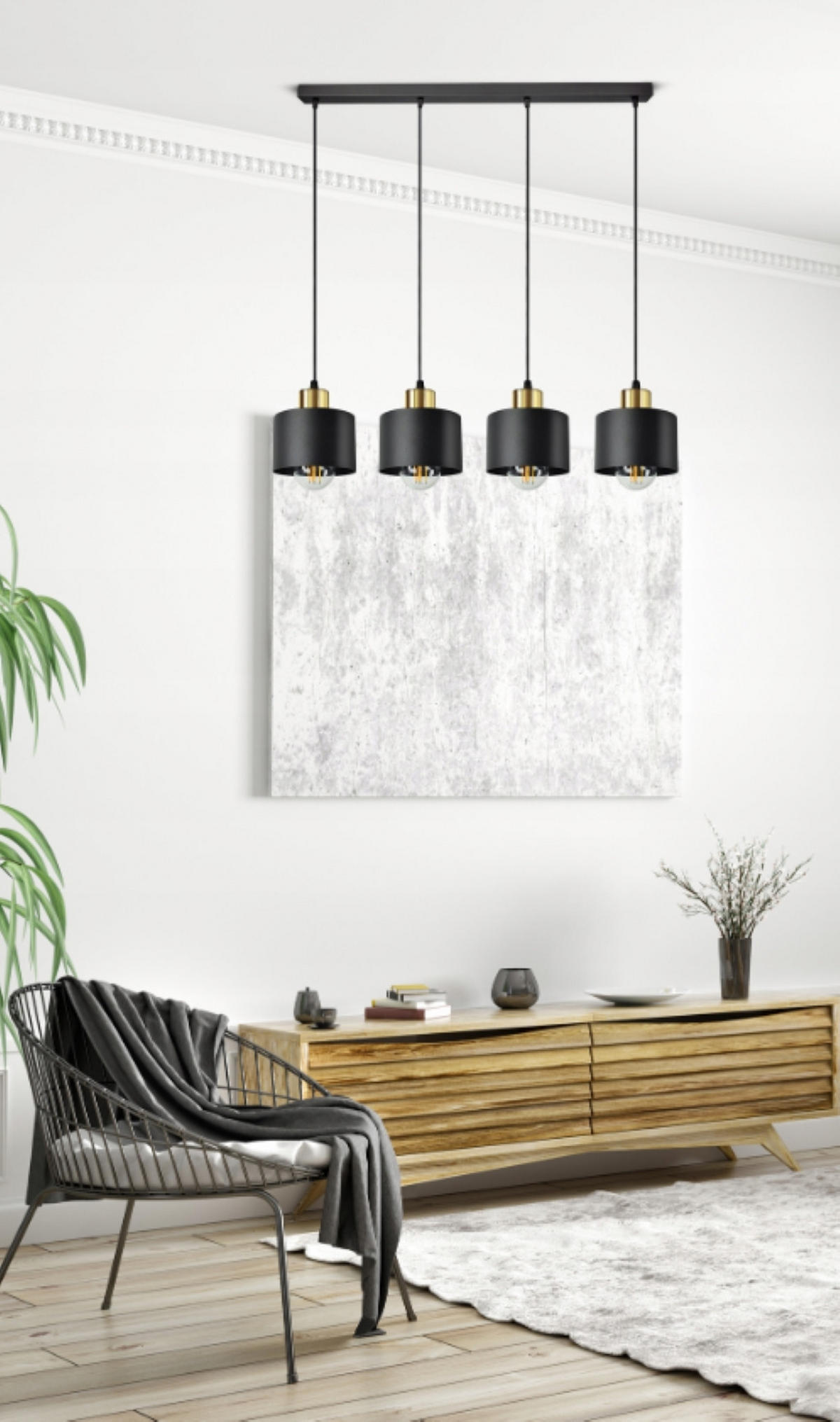 PENDELLEUCHTE BLACKSPOT - Goldfarben/Schwarz, Metall (12/65/80cm) - kiki design