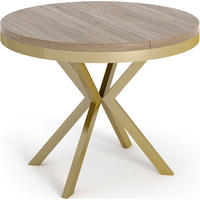 ESSTISCH Dina runder ausziehbarer, Sonoma Eiche 120-200/100/76 cm - Goldfarben/Sonoma Eiche, Holzwerkstoff/Metall (120/120/76cm) - WFL GROUP