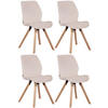STUHL 4er Set Samt creme - Eukalyptusholzfarben/Creme, Holz/Textil (49/87.5/58cm) - CLP