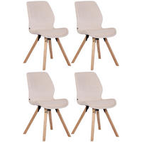 STUHL 4er Set Samt creme - Eukalyptusholzfarben/Creme, Holz/Textil (49/87.5/58cm) - CLP