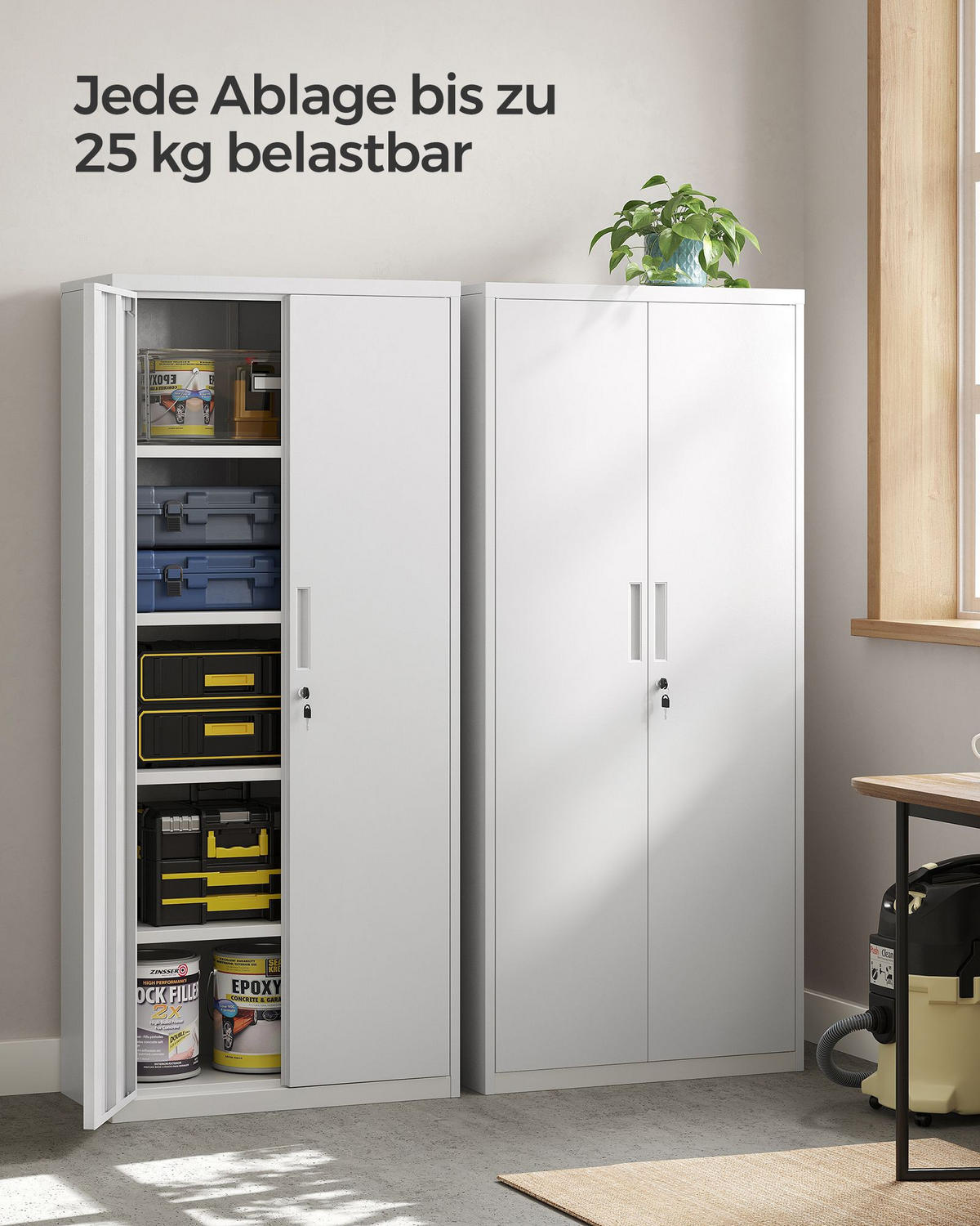AKTENSCHRANK BOGOTA - Grau, Metall (80/180/40cm) - Hansiro