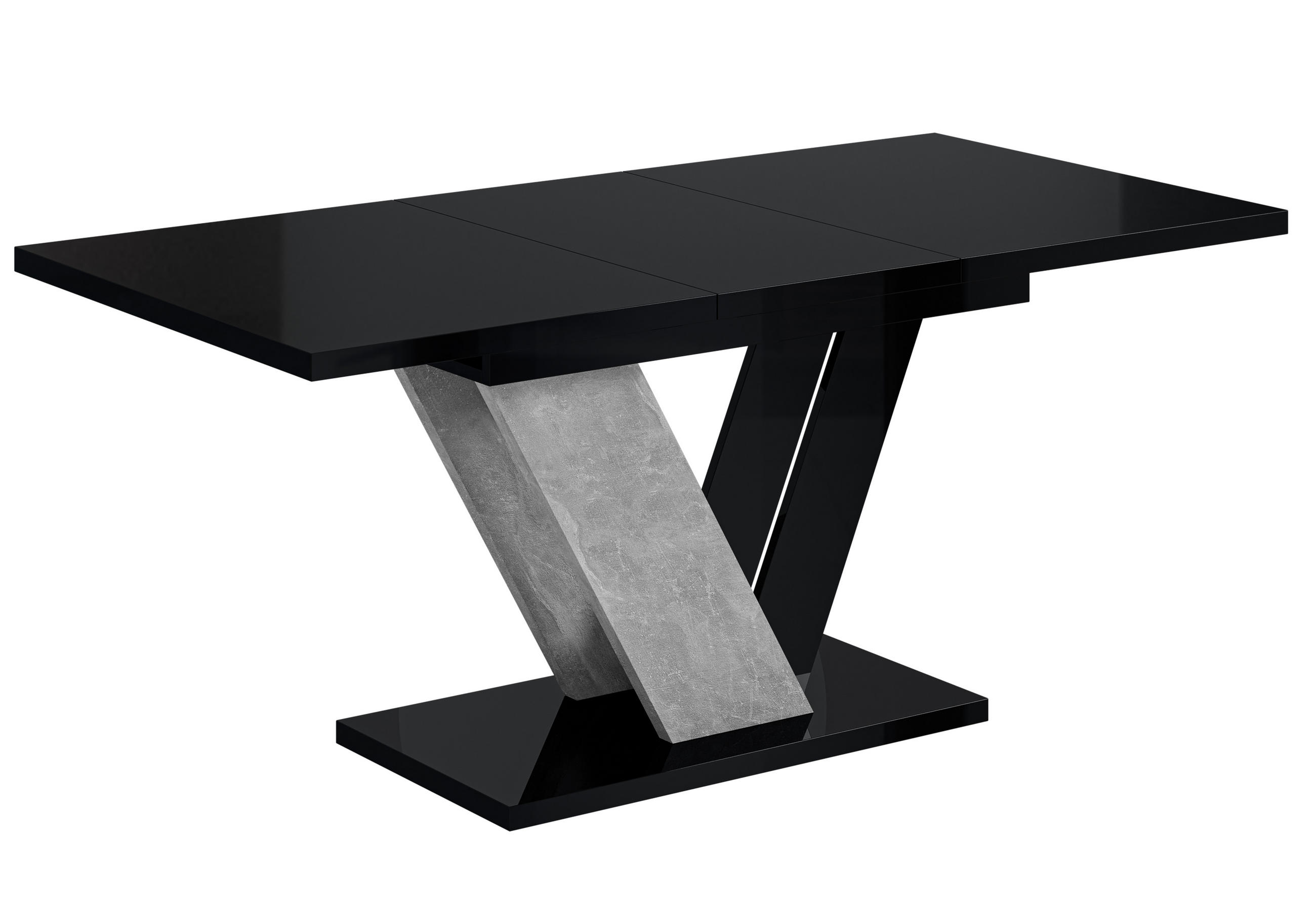 ESSTISCH ausziehbar 120 -160x80x75 cm - Black Gloss / Stone - CLASI - Schwarz Hochglanz/Grau, Holzwerkstoff (120/80/75cm) - ALTDECOR
