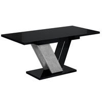 ESSTISCH ausziehbar 120 -160x80x75 cm - Black Gloss / Stone - CLASI - Schwarz Hochglanz/Grau, Holzwerkstoff (120/80/75cm) - ALTDECOR