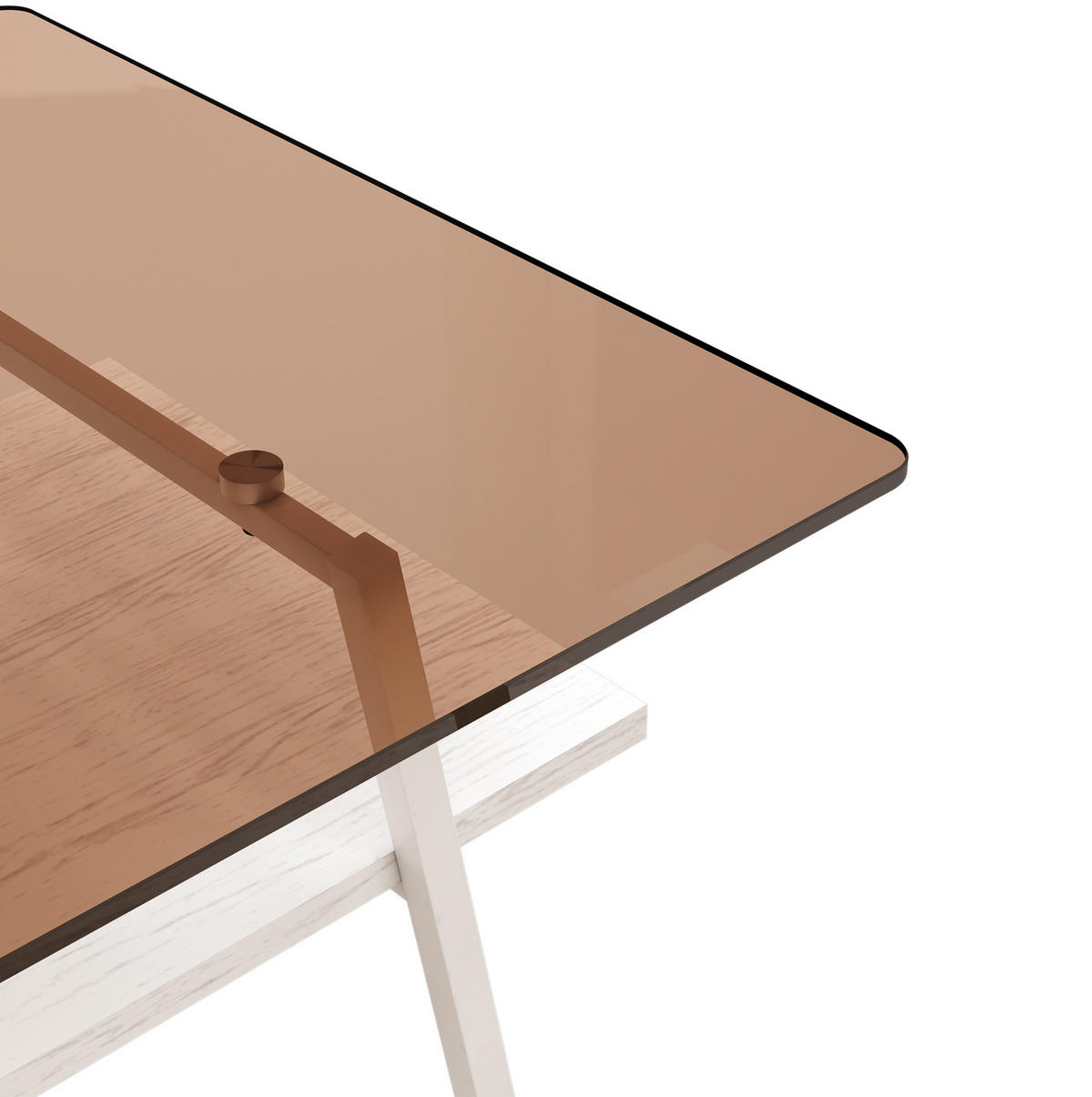 COUCHTISCH aus Hartglas 98x58x42 cm und MDF Braun-Weiß mit Metallbeinen - Braun, Holzwerkstoff (98/58/42.5cm) - IVMEU