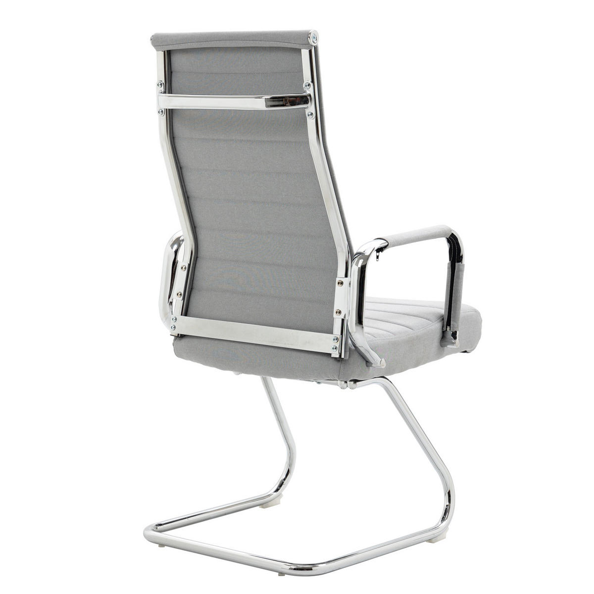 BESUCHERSTUHL OFFICE COMFORT 2er Set Stoff Dunkelgrau - Silberfarben/Hellgrau, Textil/Metall (56.5/110/64cm) - SVITA
