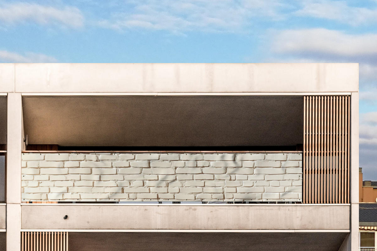 BALKON-SICHTSCHUTZ Ziegel - Wand - Licht - Weiß - Creme, Kunststoff (500/85cm) - MuchoWow