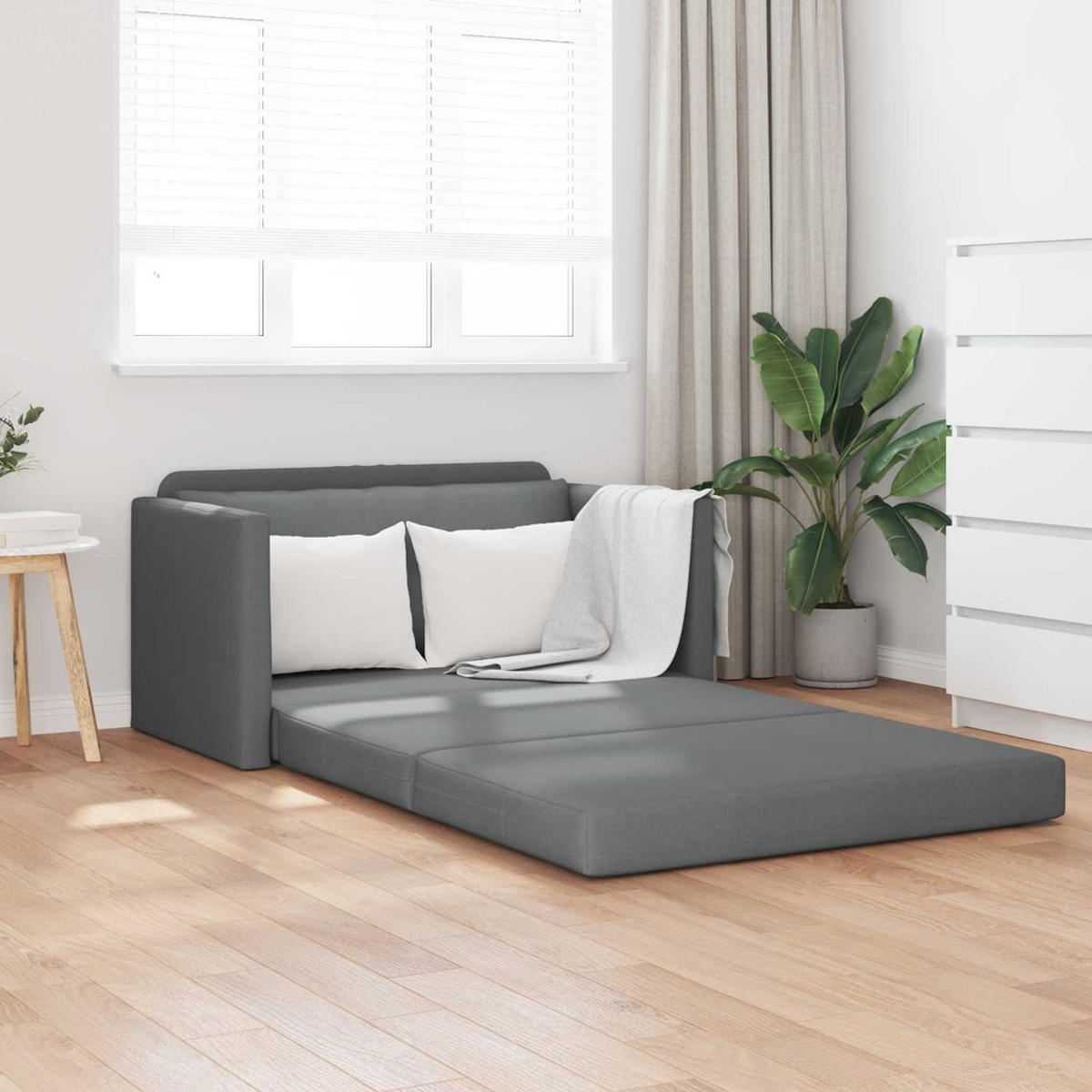 SCHLAFSOFA 110Cm Dunkelgrau Stoff - Grau, Textil (71/78/124cm) - vidaXL